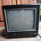 Vtg 80s Heath  zenith  9  Portable Crt Tv Black Retro Gaming Cube Tested Gr-9009