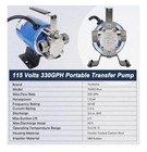 New Techome Th302-blue 115v 330 Gph Portable Transfer Pump 1 10 Hp 3 4 In Hose