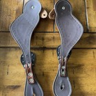 Adult Size Tooled Top Grain Leather Hair On Cowhide Western Pair Spur Straps