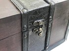 Wood And Leather Treasure Chest Box Decorative Storage Chest Box With Lock  