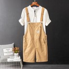 Mens Summer Vintage Bib Pants Shorts Overalls Dungarees Suspenders Short Pants