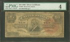 1886  10 Silver Certificate Ornate Back Tomb Stone Fr 293 Rosecrans hyatt Pmg 4