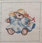 Vtg princess Fabric  old Fashion Dolls   bear In Dress  cotton Fabric  7 75 x8  