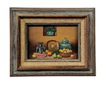 Pair Southwest Still Life Oil Paintings 6x8 1990s Rustic Frames Signed Orlando