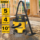 Dxv05p 5 Gallon Poly Wet dry Vac  4 Peak Hp Shop Vacuums With Attachments  Power