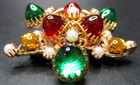Stunning French Gripoix Glass Bead Faux Pearl Vintage Brooch Pendant