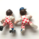 Vintage Pair Small Hard Rubber Big Boy Cake Toppers     Skater   Baseball Player