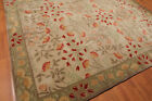 Handmade Transitional Wool Botanical Floral Area Rug Beige 9  X 12 