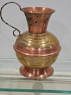 Vintage Footed Copper   Brass Pitcher Handle Pot Jug Made In England Chic Boho