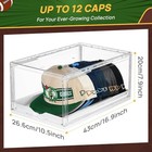 Hat Organizer Box For Baseball Caps  Clear Storage With Sliding Tray  Stackable