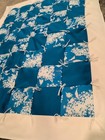 Vintage Handmade Tied Quilt Patchwork Blue Floral Baby Crib Blanket 38x50