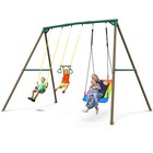 Hapfan 9 5  Tall Heavy Duty Metal Swing Set For Kids Adult W 3 Swing Trapeze Bar