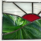 Handcrafted Sunset Over Green Hills Hanging Stain Glass 10  X 6 75 
