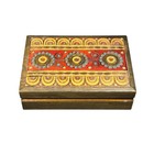 Vintage Wooden Trinket Jewelry Box Boho Folk Art Painted Storage Decor Poland