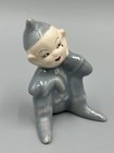 1950s Mid Century Gray Pixie Ceramic Seated Elf Vintage Figurine