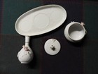 Vintage Porcelain Dresser Vanity Set - Floral Raised Design - Partial - Japan