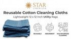 12x12 Blue 100  Cotton Washcloth Rags Multi Purpose Reusable Cleaning Cloths