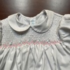 Vintage Feltman Brothers White Smocked Baby Dress Pink Embroidery 1970s 1980s