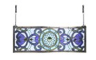 Extra Large Horizontal Blue Victorian Stained Glass Window Panels Hanging Tra   