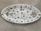 Emilia Castillo White Ceramic Oval Platter Applied Sterling Silver Birds New