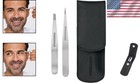 Compact Stainless Steel Tweezer Set - Point   Slant Tweezers In Black Case