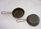 2 Miniature Metal  Skillets 3  Frying Pans Old Dollhouse Toys