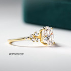 Oval Brilliant Cut Moissanite Engagement Ring For Women 925 Sterling Silver Gold