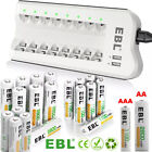 Lot Ebl Aaa Aa Batteries Rechargeable 1100 2800mah Ni-mh   8 Slot Charger W  Usb