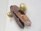 Vintage Brass Door Knobs Handles Plates Old Art Deco Copper Plated Antique 1931