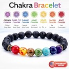 7 Chakra Healing Natural Stone Round Gemstone Yoga Energy Beads Bracelet Jewelry