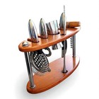 Vintage 1980 s Michael Graves Bar Tool Set  6 Piece  Wood Stand Stainless Steel