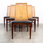 Mid Century Danish Modern Dining Chairs Set 6 Walnut Dillingham Black Esprit Mcm