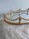Vtg Hollywood Regency Mirrored Vanity Tray 24k Gold Plated 8 Cherubs Chain 18 l