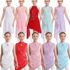 Us Kid Girls Cutout Lyrical Dance Costume Ballet Dancewear Gymnastics Wrap Skirt