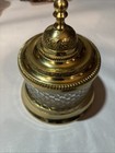Vintage Brass   Cut Glass Vanity Trinket Jar