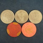 Lot Of Five Vintage Las Vegas Casino Gaming Tokens - Free Shipping Usa