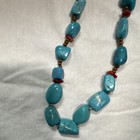 Southwestern Turquoise   Coral Beaded Statement Necklace  Toggle Clasp  Unisex