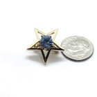 Vintage Five Point Star Lapel Pin Blue Rhinestone Center Celestial Accent