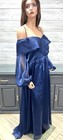 Deep Blue Organza Off The Shoulder Evening Prom Formal Gown Dress Plus 3xl Nwt