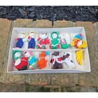Vintage 1960s Crochet Amigurumi Dolls Lot Of 12 Miniature Figures  Original Box