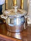 International Silver Silver Plated Countess Ornate Glass Lined Ice Bucket   Lid