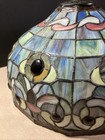 Vintage Tiffany Style Stained Glass Lamp Shade 16   round X 10 pink Blue Green