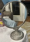 Vintage  Ornate Standing Two Sided Victorian Silver Tone Mirror
