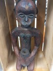 Antique African Fine Art  Vtg Hand Carved Wood Female Figure W  Bowl  17 