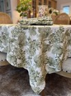 William Sonoma Toscana Wine Country Italy Linen Tablecloth 6 Napkin Green 70x90