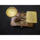 Vintage Brass And Wood Postal Balance Scale With Weights And Drawer