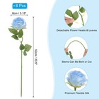 8pcs Fake Roses Artificial Flowers W Stems Real Look Bouquet Gradient Blue