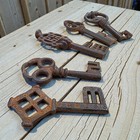 Medieval Cast Iron Set Of 5 Keys With Antique Finish  3 5  To 4 25  Long 