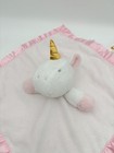 Cloud Island Unicorn Lovey Security Blanket White Pink Satin Trim Baby Plush 15