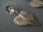 Southwest Heart Shaped Leaf   Flower Navajo Sterling Silver Post Earrings 1 3 